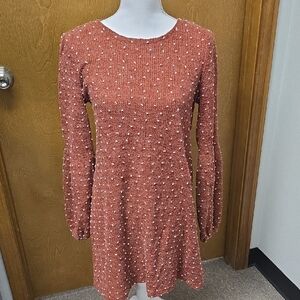 As U Wish Terracotta Long Sleeve Dress